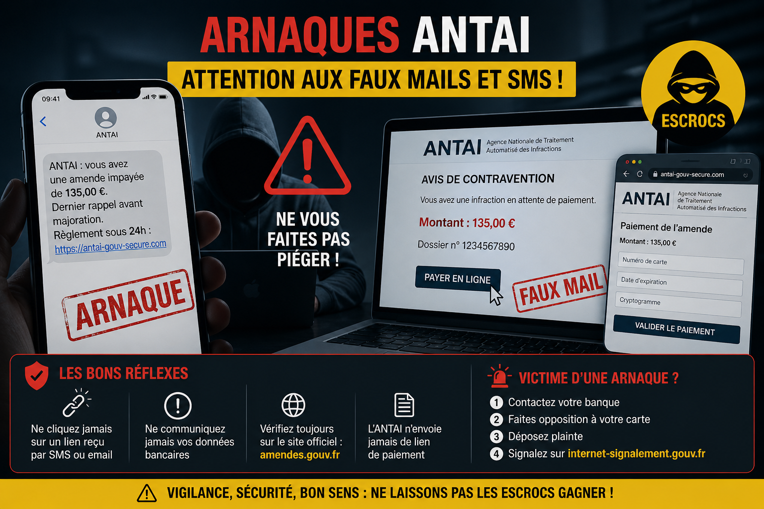 ⚠️ Arnaques ANTAI : attention aux faux mails et SMS !